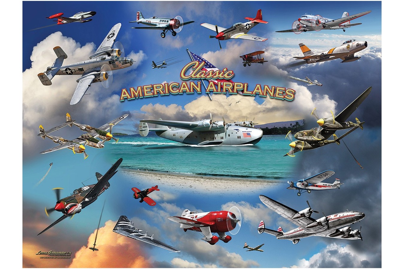 Puzzle SunsOut - Larry Grossman: Classic American Planes, 1000 piese (63931)