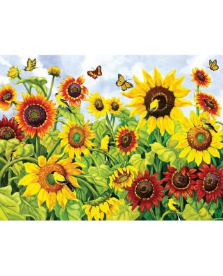 Puzzle SunsOut - Nancy Wernersbach: Sunflowers & Goldfinches, 1000 piese (64279)
