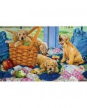 Puzzle SunsOut - Susan Brabeau: Puppies in a Basket, 550 piese (64104)