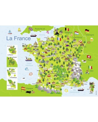 Puzzle Nathan - Map of France, 100 piese (51646)