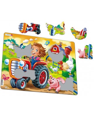Puzzle Larsen - Farm Kid with Tractor, 15 piese (50879)