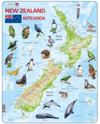 Puzzle Larsen - New-Zealand Physical With Animals, 71 piese (48133)