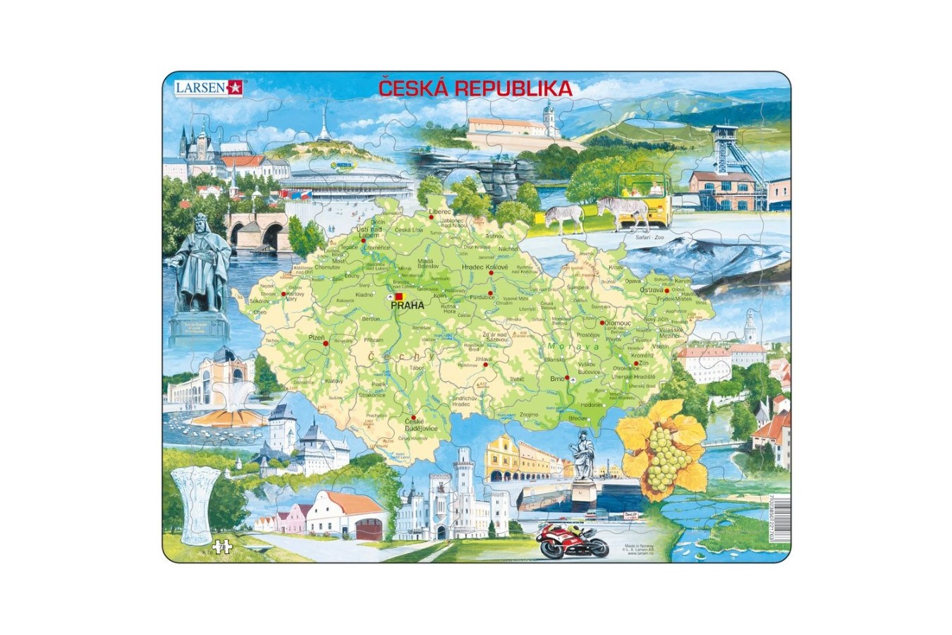 Puzzle Larsen - Physical Map of Czech Republic, 78 piese (48628)