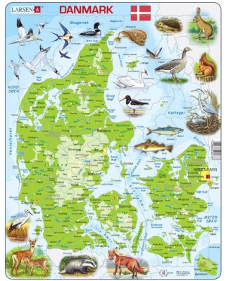 Puzzle Larsen - Physical Map of Denmark, 66 piese (48630)