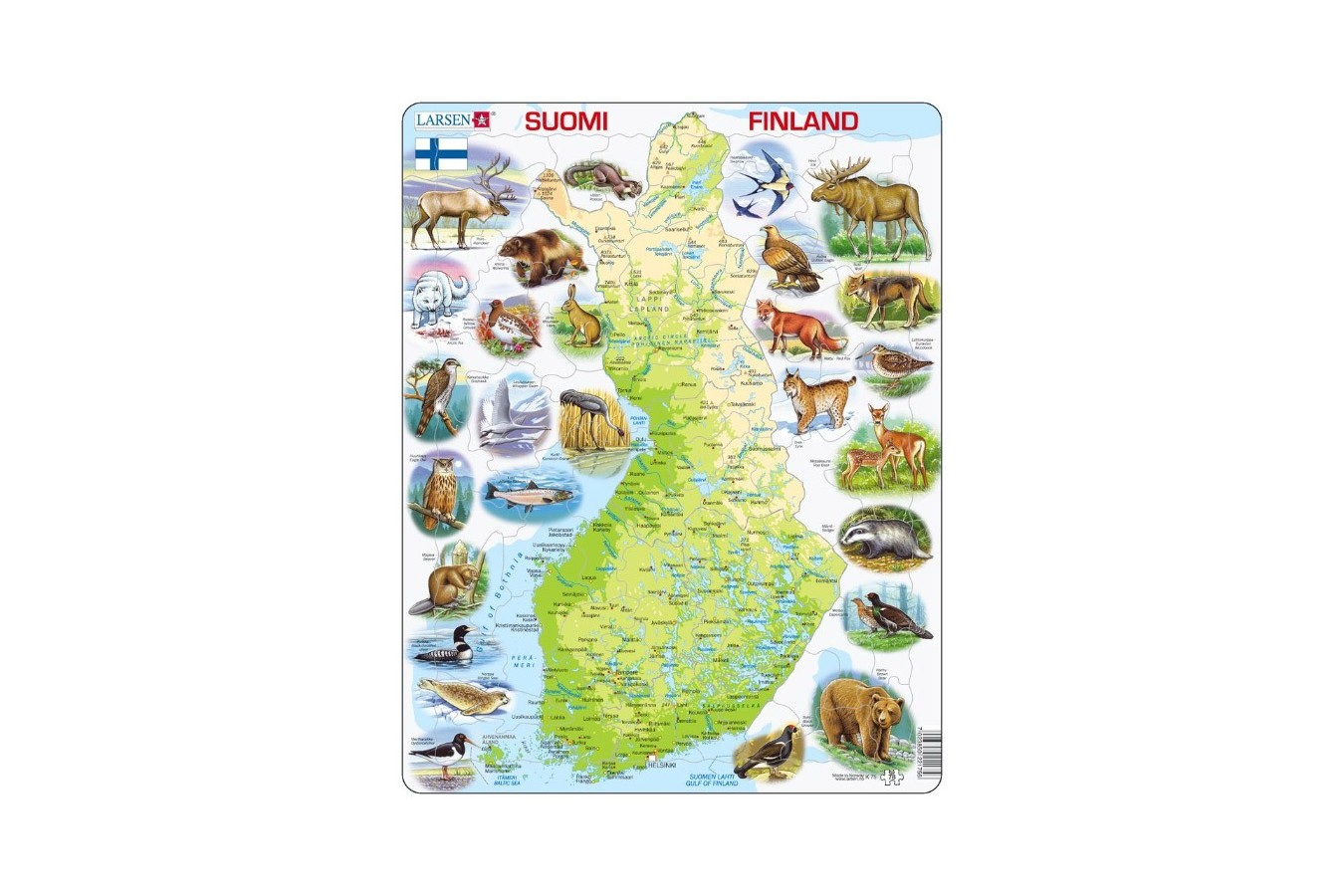 Puzzle Larsen - Physical Map of Finland, 78 piese (48627)