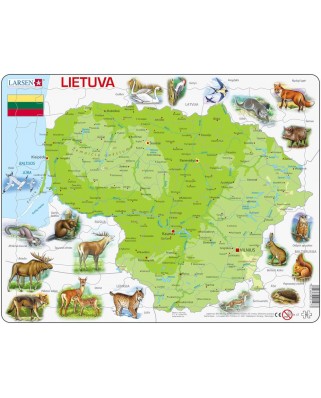 Puzzle Larsen - Physical Map of Lithuania, 60 piese (48531)