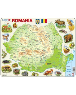 Puzzle Larsen - Physical Map of Romania, 68 piese (48620)
