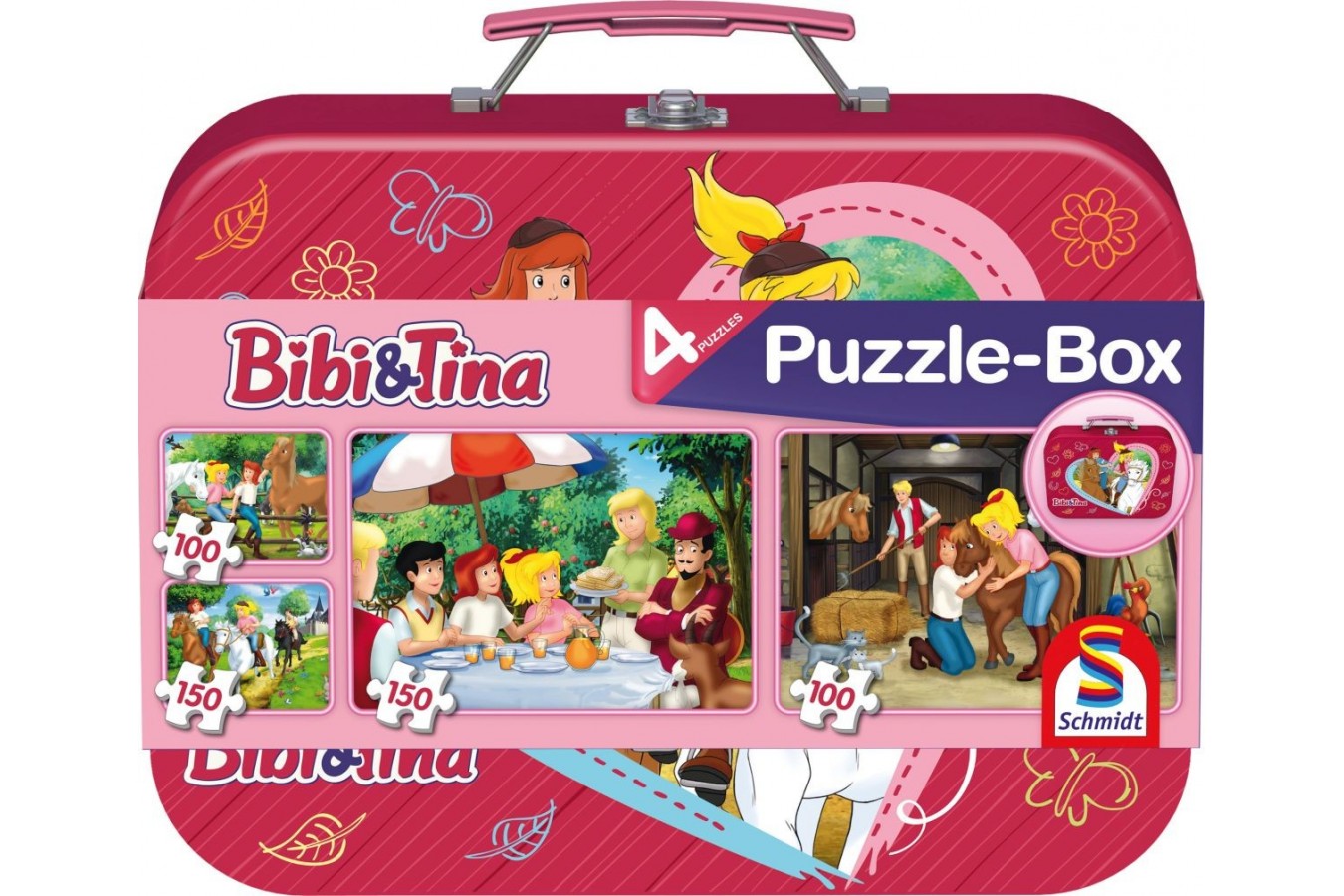 Puzzle Schmidt - Bibi & Tina, 2x100 + 2x150 piese, cutie metalica (56509)