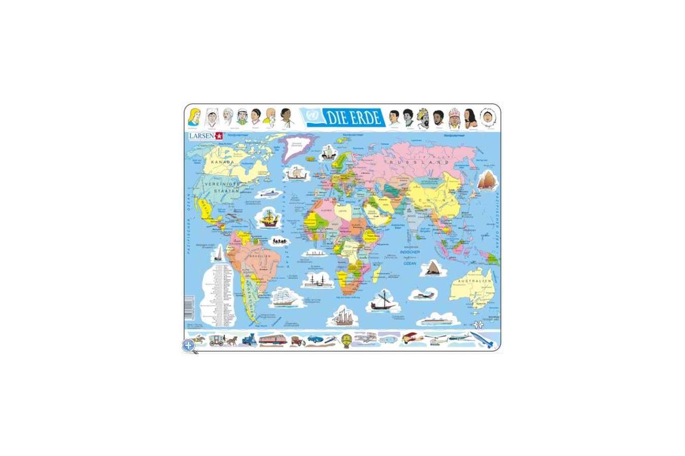 Puzzle Larsen - The World Political (in German), 107 piese (48441)