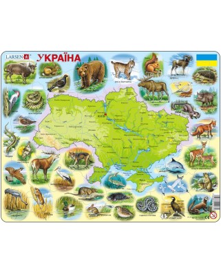 Puzzle Larsen - Ukraine Physical with Animals, 90 piese (48524)