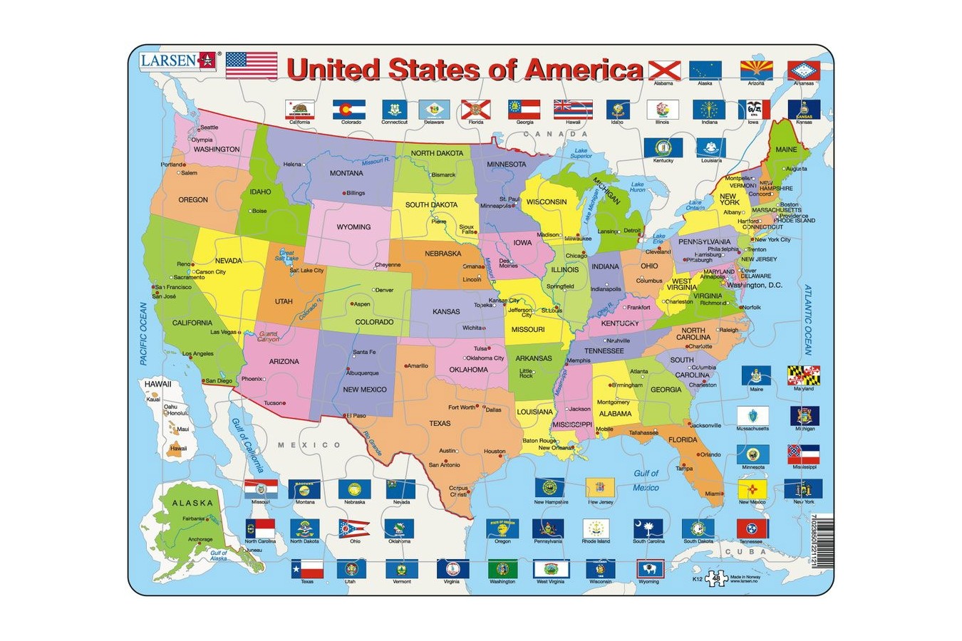 Puzzle Larsen - United States of America, 48 piese (48452)