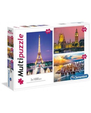 Puzzle Clementoni - Cities, 3x1000 piese (62296)