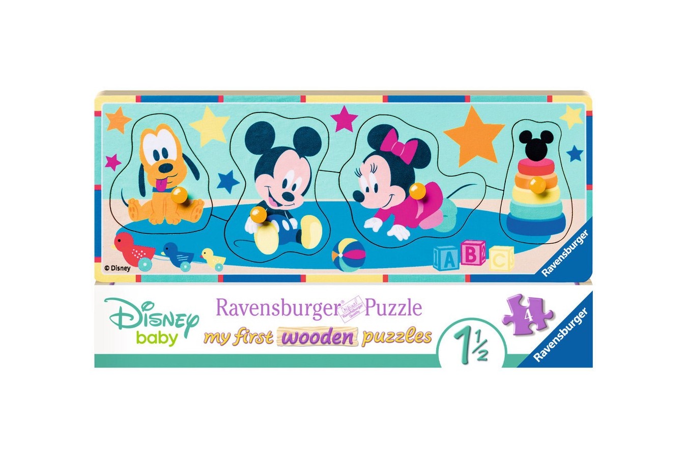 Puzzle din lemn Ravensburger - Personaje Disney, 4 piese (03238)
