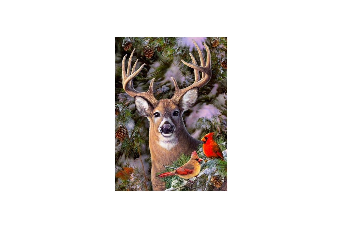 Puzzle Cobble Hill - One Deer Two Cardinals, 500 piese XXL (65012)