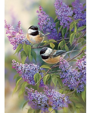 Puzzle Cobble Hill - Rosemary Millette: Chickadees and Lilacs, 1000 piese (56086)