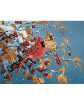 Puzzle Cobble Hill - Rosemary Millette: Winter Cardinals, 500 piese XXL (44524)