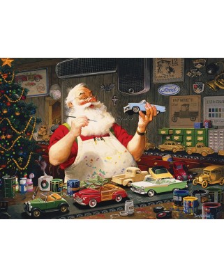 Puzzle Cobble Hill - Santa Painting Cars, 1000 piese (64988)