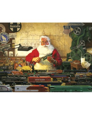 Puzzle Cobble Hill - Tom Newsom: Santa and his Trains, 500 piese XXL (44381)
