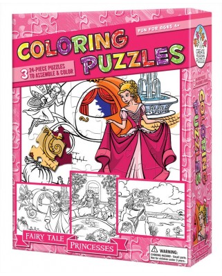 Puzzle de colorat Cobble Hill - Fairy Tale Princesses, 3x24 piese (44466)