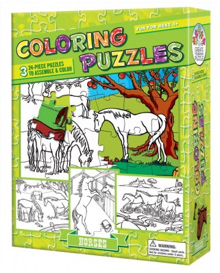 Puzzle de colorat Cobble Hill - Horses, 3x24 piese (44468)