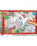 Puzzle de colorat Eurographics - Holly Jolly Owl, 300 piese XXL (6033-0885)