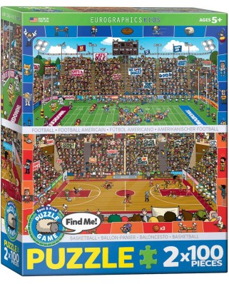 Puzzle Eurographics - Find Me - Basketball & Football, 2x100 piese (8902-0621)
