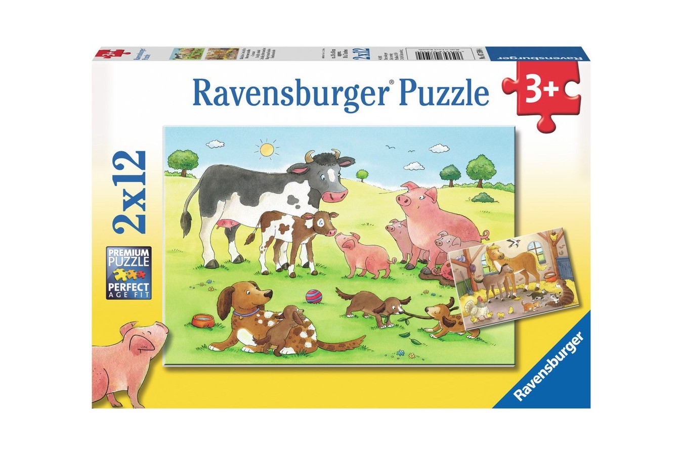 Puzzle Ravensburger - Familii Animale, 2x12 piese (07590)