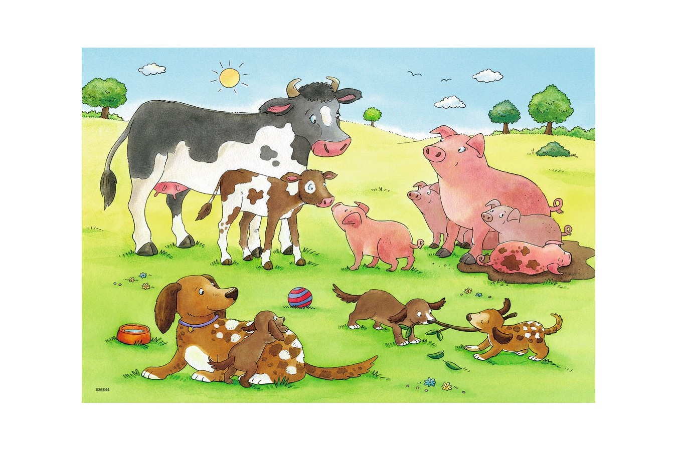 Puzzle Ravensburger - Familii Animale, 2x12 piese (07590)