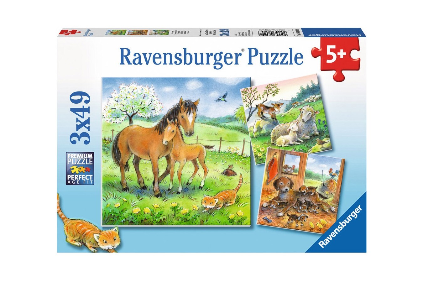 Puzzle Ravensburger - Animale Si Pui, 3x49 piese (08029)