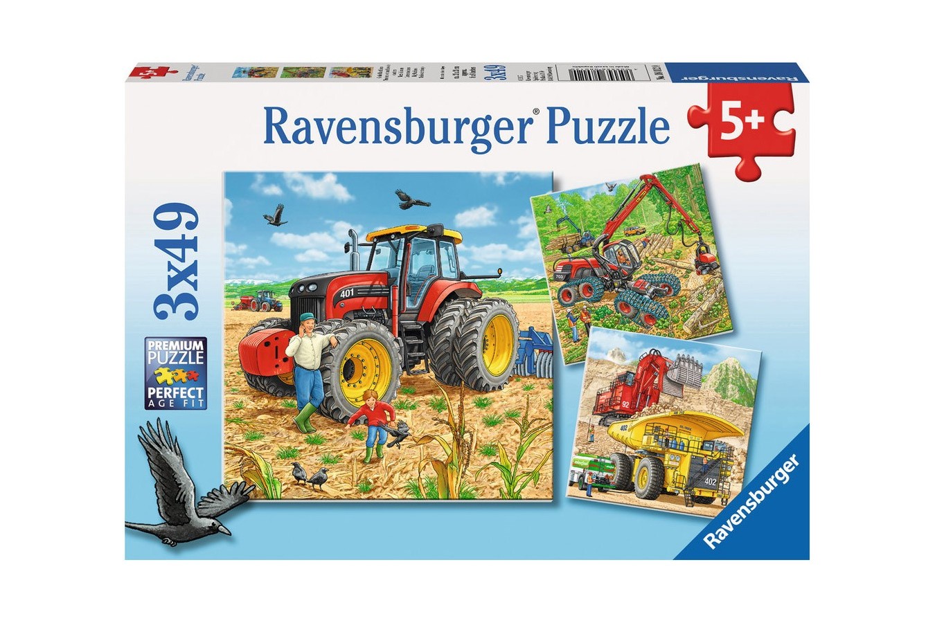 Puzzle Ravensburger - Masinarii, 3x49 piese (08012)