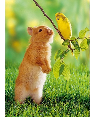 Puzzle Step - Rabbit and Parakeet, 80 piese mini (60631)