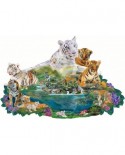 Puzzle contur SunsOut - Alixandra Mullins: Tigers at the Pool, 1000 piese (64412)