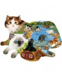 Puzzle contur SunsOut - Ashley Davis: Fishing Kittens, 1000 piese (64443)