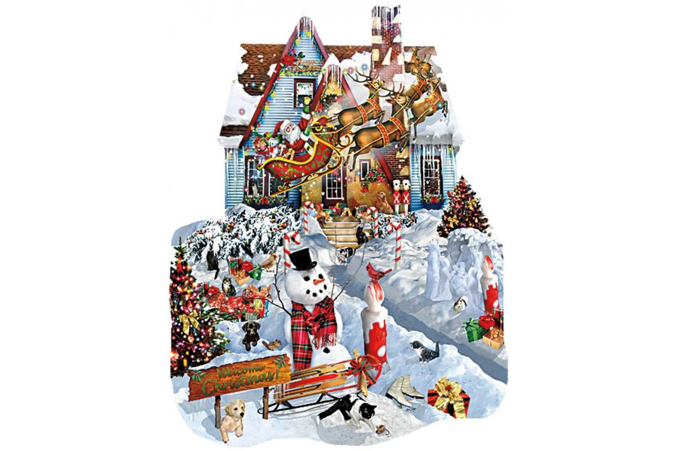 Puzzle contur SunsOut - Lori Schory: Christmas at our House, 1000 piese (64382)