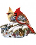 Puzzle contur SunsOut - Lori Schory: Winter Cardinals, 800 piese (64437)