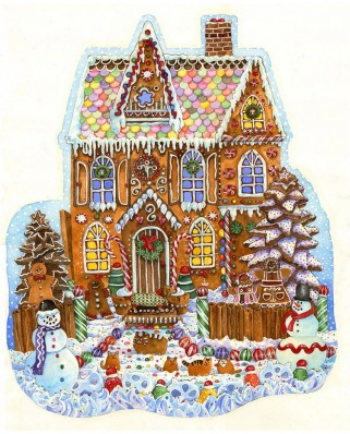 Puzzle contur SunsOut - Wendy Edelson: Gingerbread House, 1000 piese (64435)