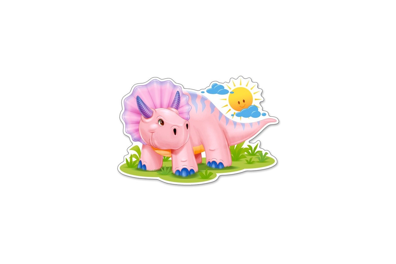 Puzzle contur Castorland - Pink Baby Triceratop, 12 piese XXL (120048)
