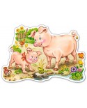 Puzzle contur Castorland - A Piggy With Mom, 15 piese (15016)