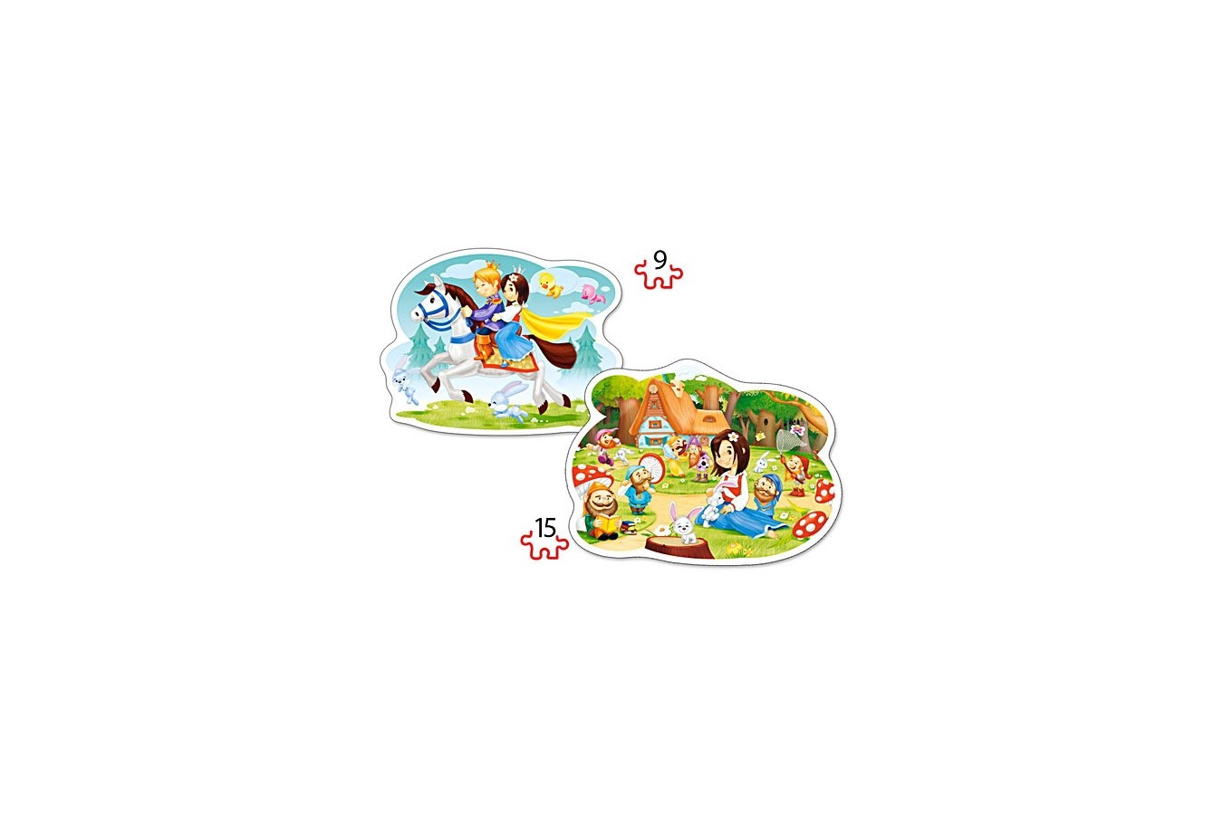 Puzzle Castorland 2 in 1 Contur - Snow White And The Seven Dwarfs, 9/15 Piese