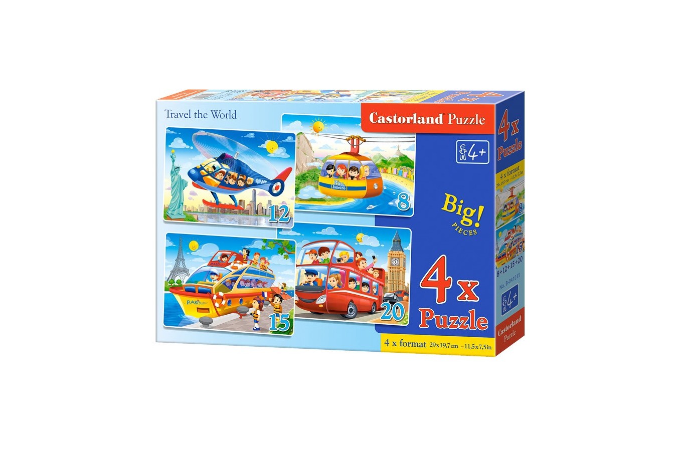 Puzzle 4 in 1 Castorland - Travel the World, 8/12/15/20 piese