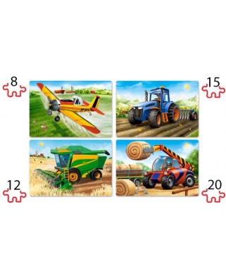 Puzzle 4 in 1 Castorland - Agricultural Machines, 8/12/15/20 piese