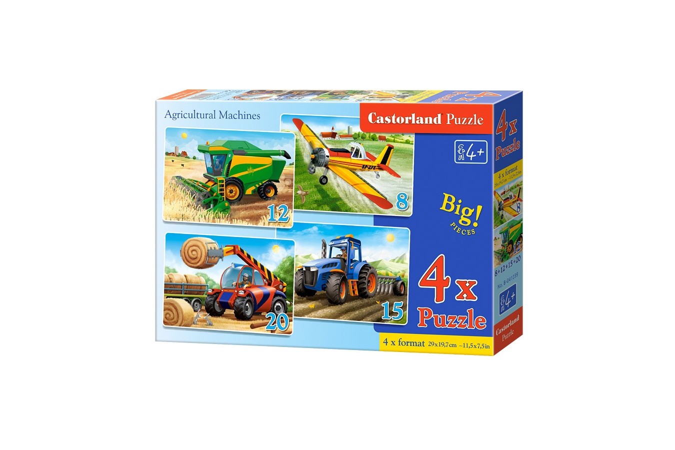Puzzle 4 in 1 Castorland - Agricultural Machines, 8/12/15/20 piese