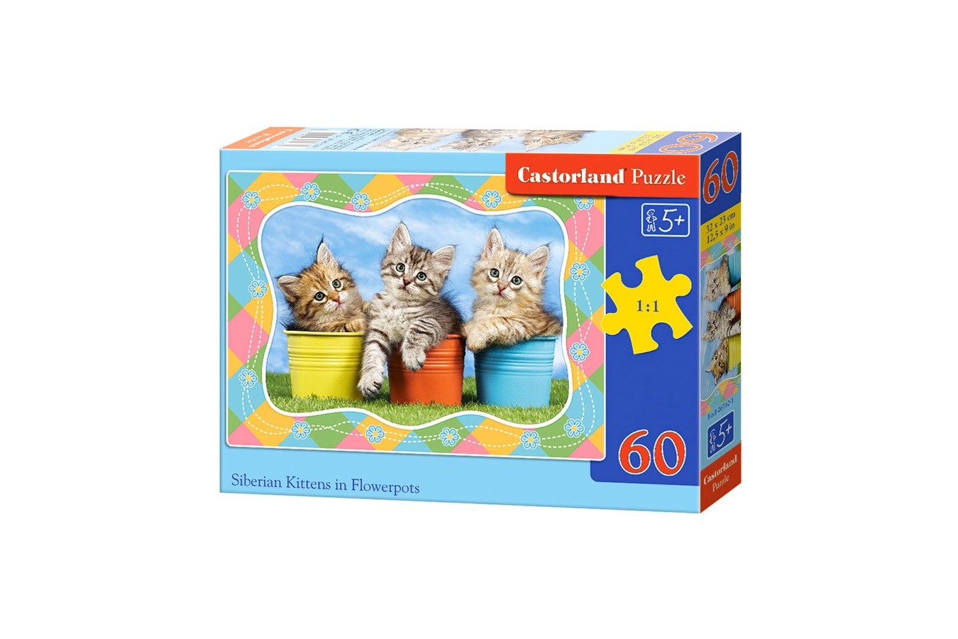 Puzzle Castorland - Siberian Kitties in Flowerpots, 60 piese