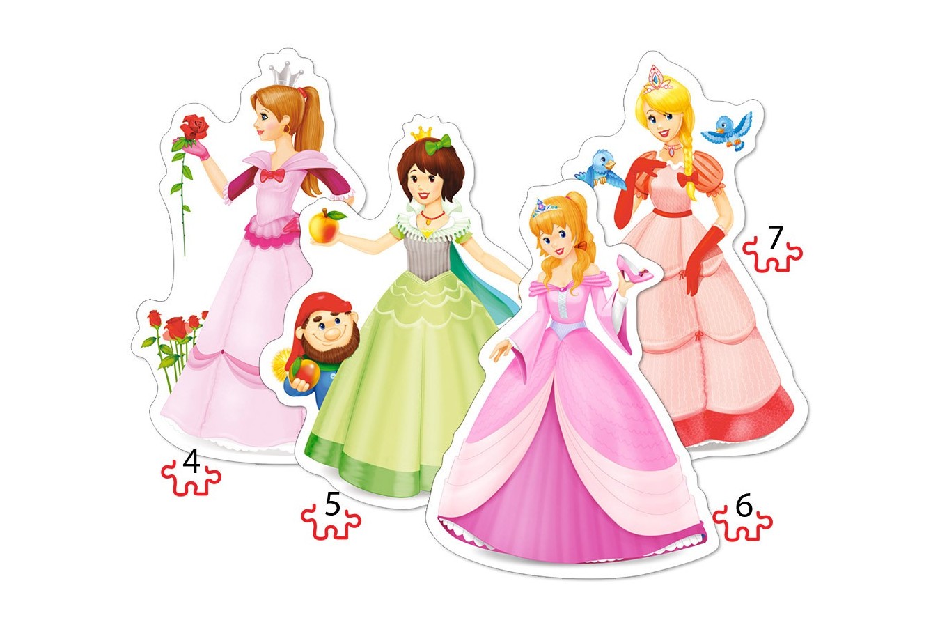 Puzzle Castorland 4 in 1 - Pretty Princesses, 4/5/6/7 Piese