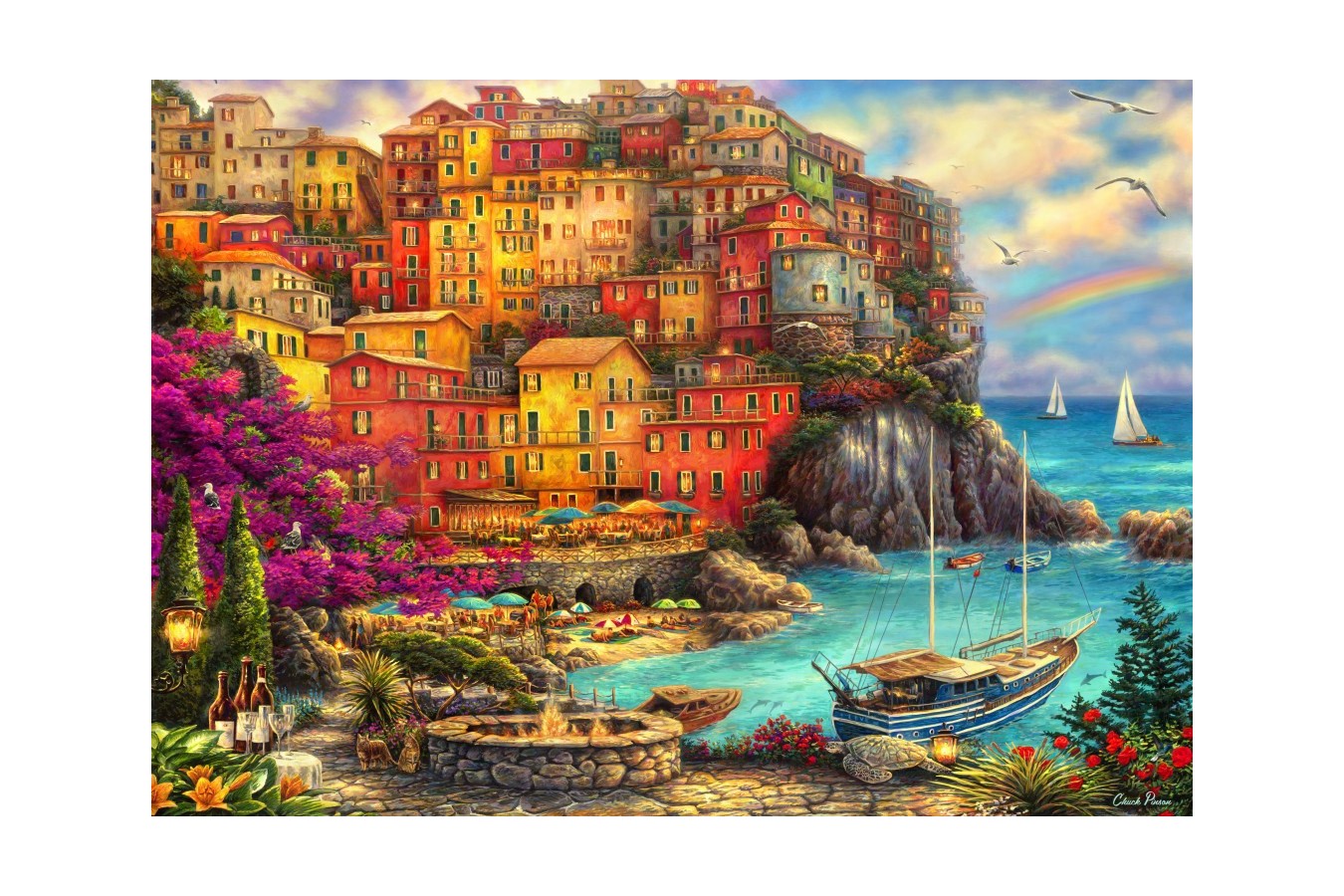 Puzzle Bluebird - Chuck Pinson: A Beautiful Day At Cinque Terre, 2000 piese (70055)
