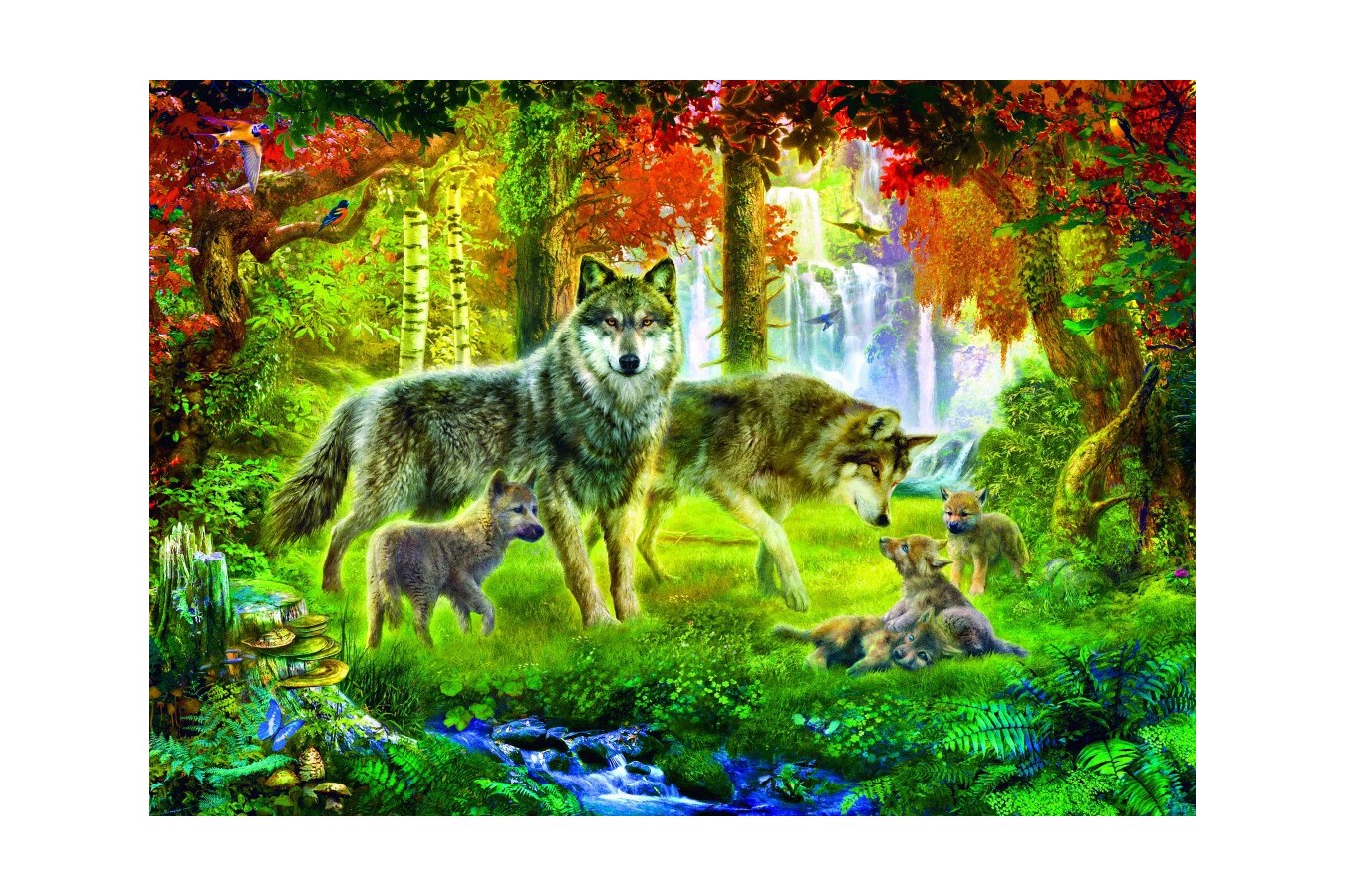 Puzzle Bluebird - Summer Wolf Family, 1000 piese (70156)