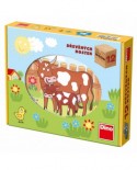 Puzzle cuburi din lemn Dino - Farm Animals, 12 piese (63018)