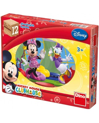 Puzzle cuburi din lemn Dino - Mickey, 12 piese (63016)