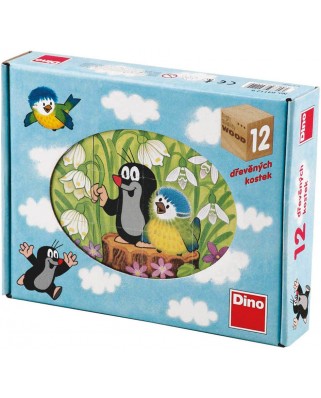 Puzzle cuburi din lemn Dino - The Little Mole, 12 piese (63014)