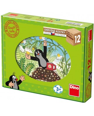 Puzzle cuburi din lemn Dino - The Little Mole, 12 piese (63019)